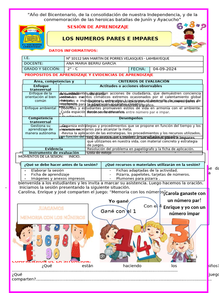 Identificación de Números Pares e Impares | PDF | Aprendizaje ...