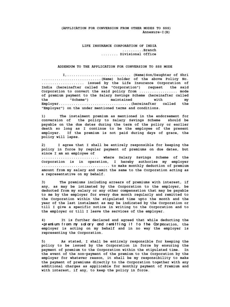Application for SSS Policy Conversion | PDF | Insurance | Employment
