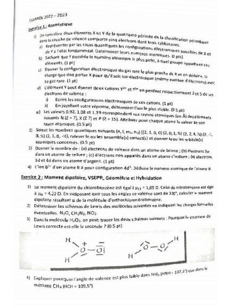 Chimie Examen 2022-2023 | PDF