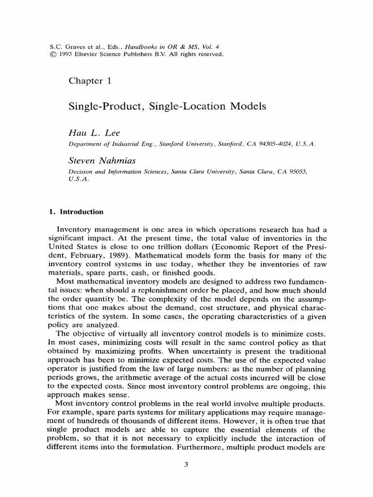 Single-Product Inventory Models Analysis | PDF | Inventory | Demand