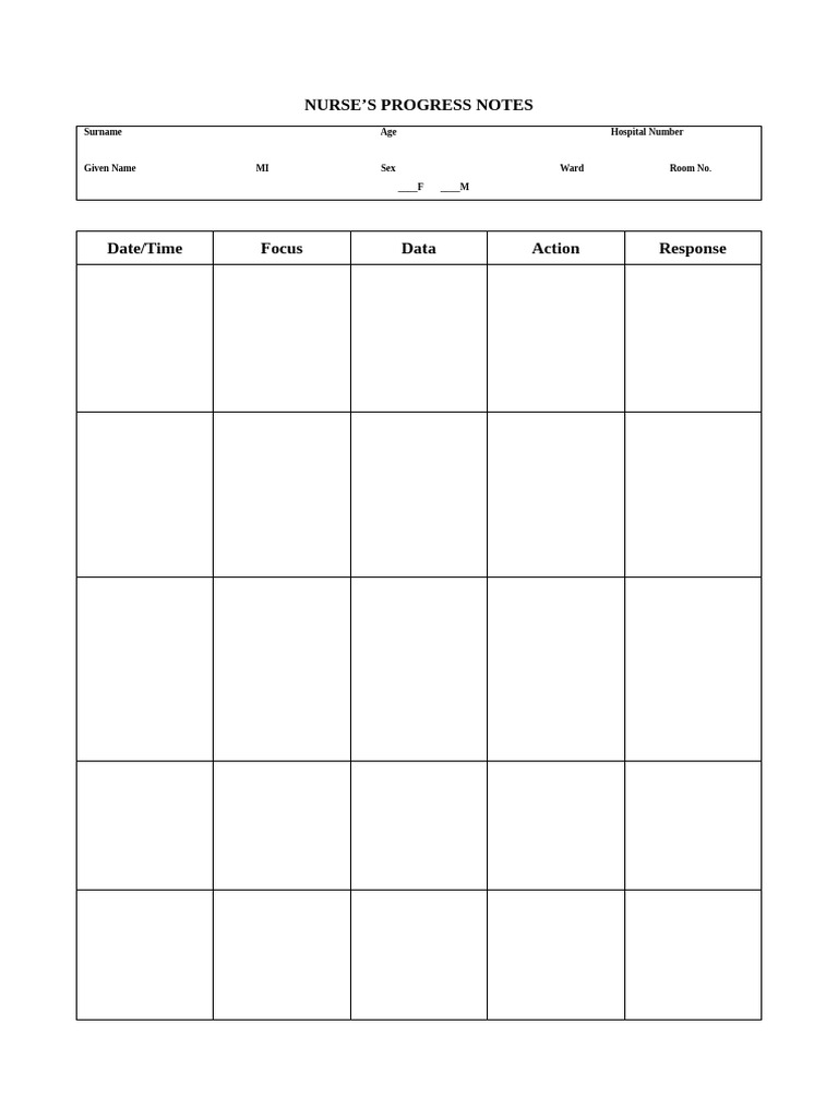 Nurse's Progress Notes Form | PDF