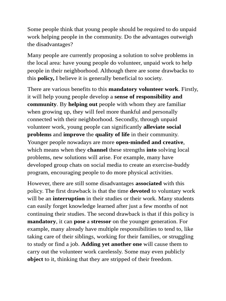 Benefits and Drawbacks of Youth Volunteering | PDF | Volunteering ...
