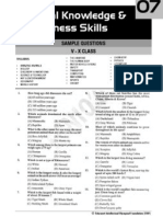 General Knowledge & Awareness Skills: V - X Class Sample Questions