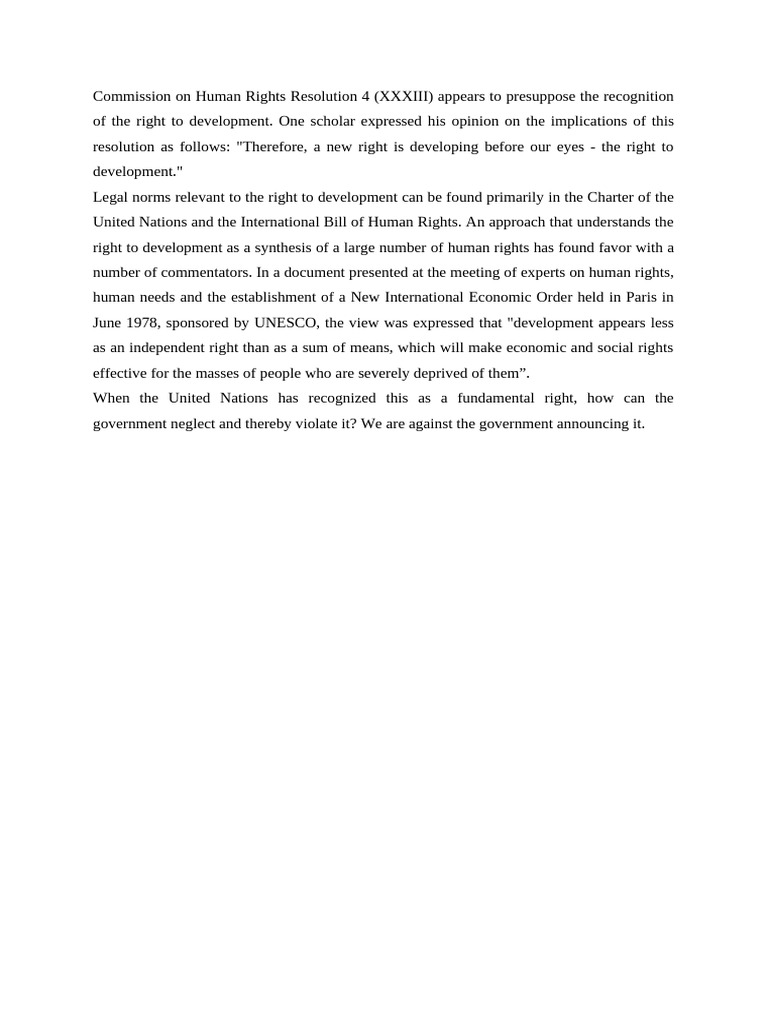 Understanding the Right to Development | PDF