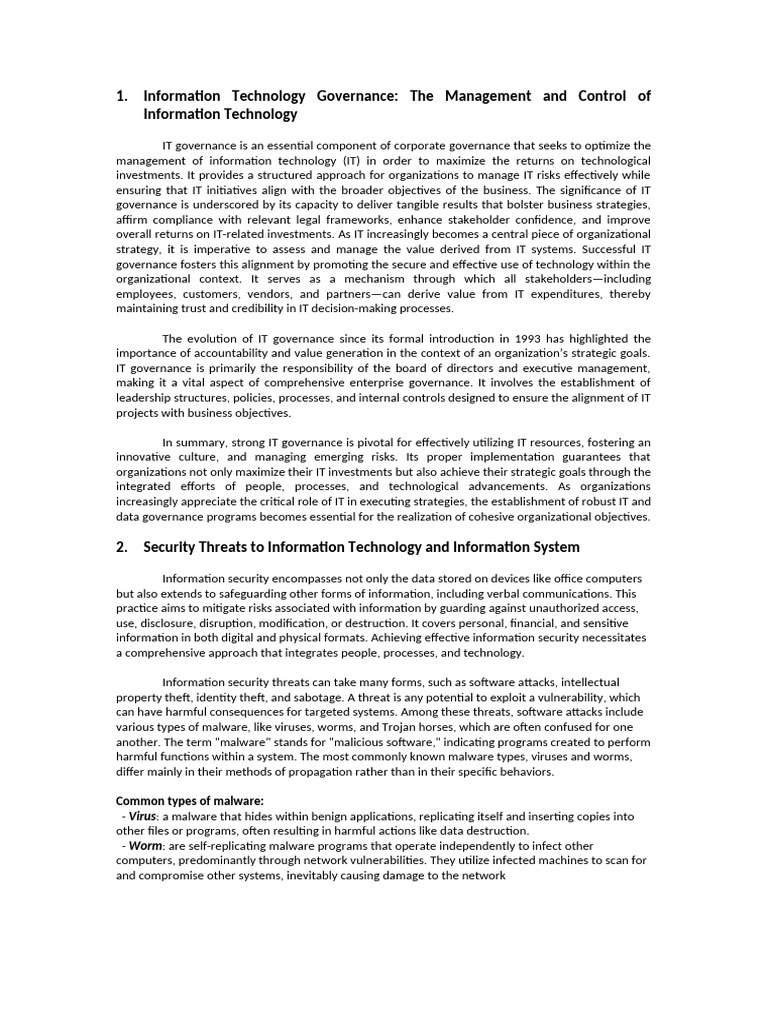 IT Governance and Security Challenges | PDF