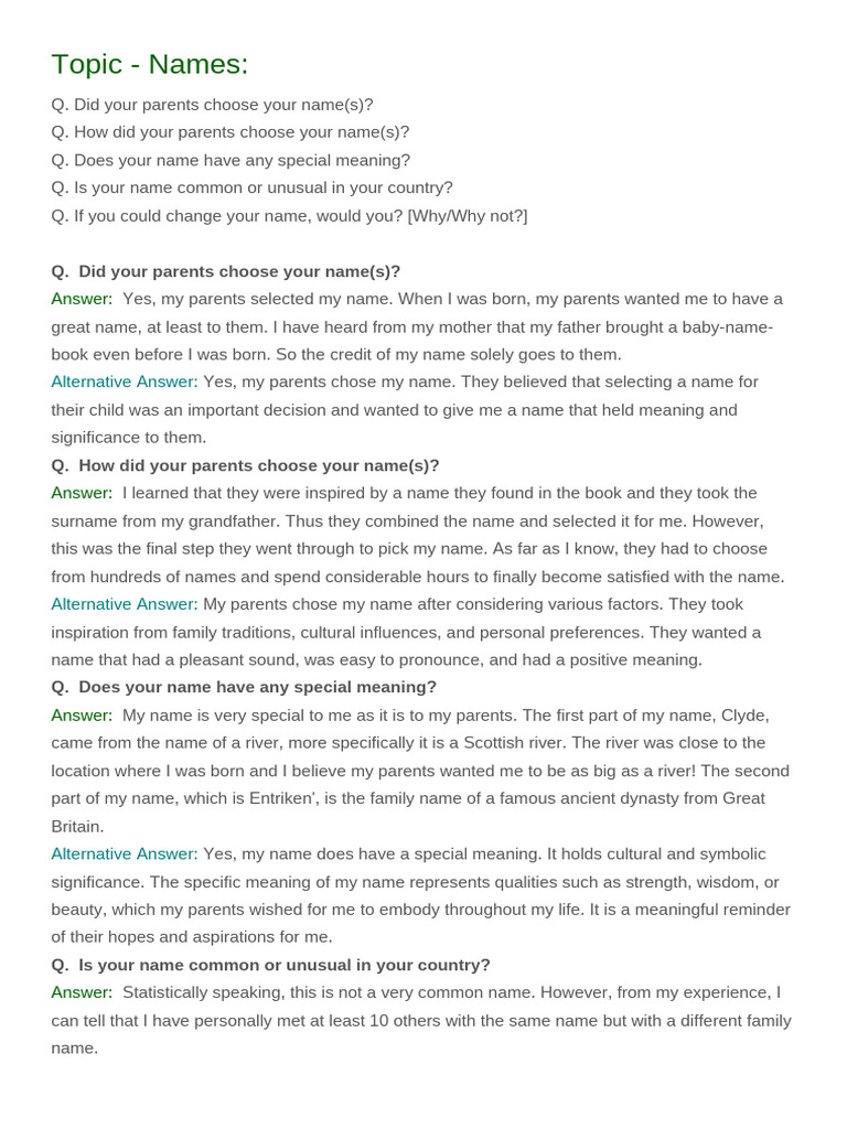 IELTS Spe P1 - Topic Name | PDF
