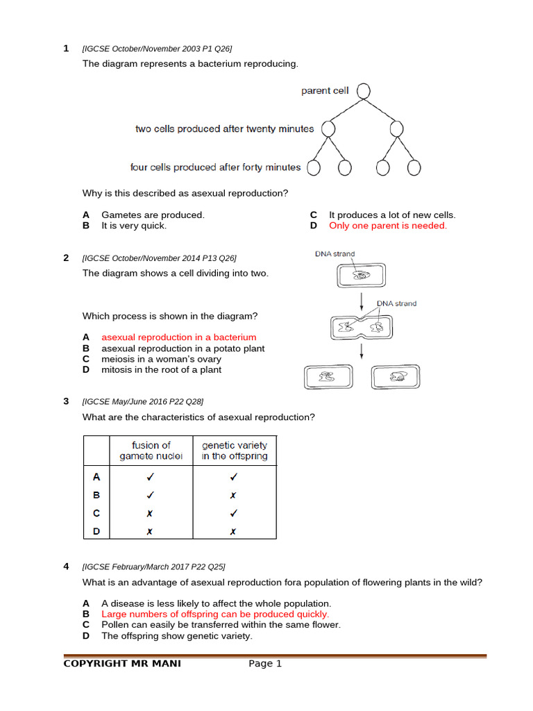 Y11 Reproduction EXTRA Question | PDF | Reproduction | Biology