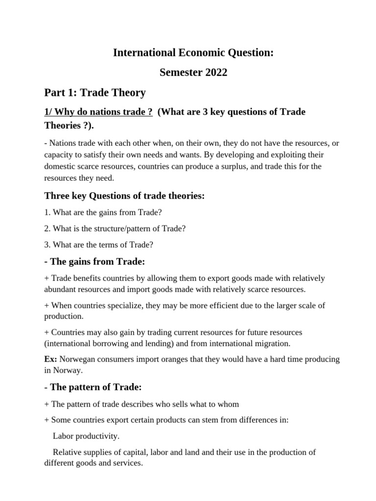 International Economic Question 2022 (Answer) | PDF | Cost Of Living ...