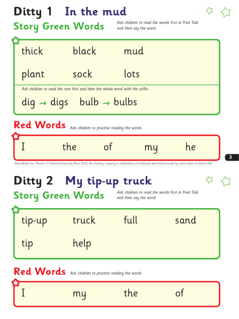 In The Mud Story Green Words and Red Words Book Pages | PDF