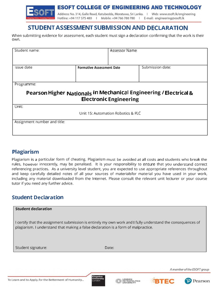 TD2200 Form for PLC Assignment | PDF | Programmable Logic Controller ...