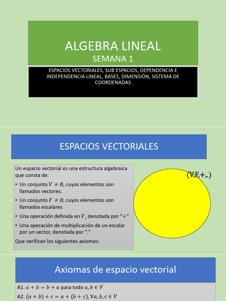 Álgebra Lineal: Espacios Vectoriales | PDF | Base (álgebra lineal ...