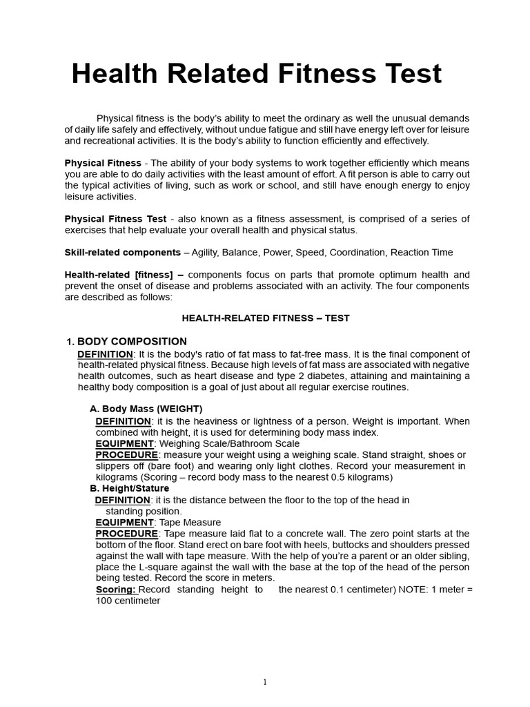 PE Q1 Health Related Fitnessjsnbs | PDF | Body Mass Index | Physical ...