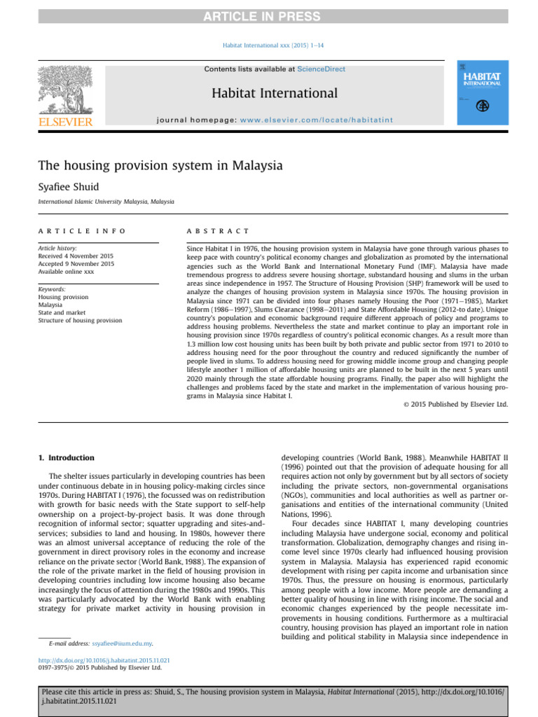 Housing Provision System in Malaysia | PDF | Economies