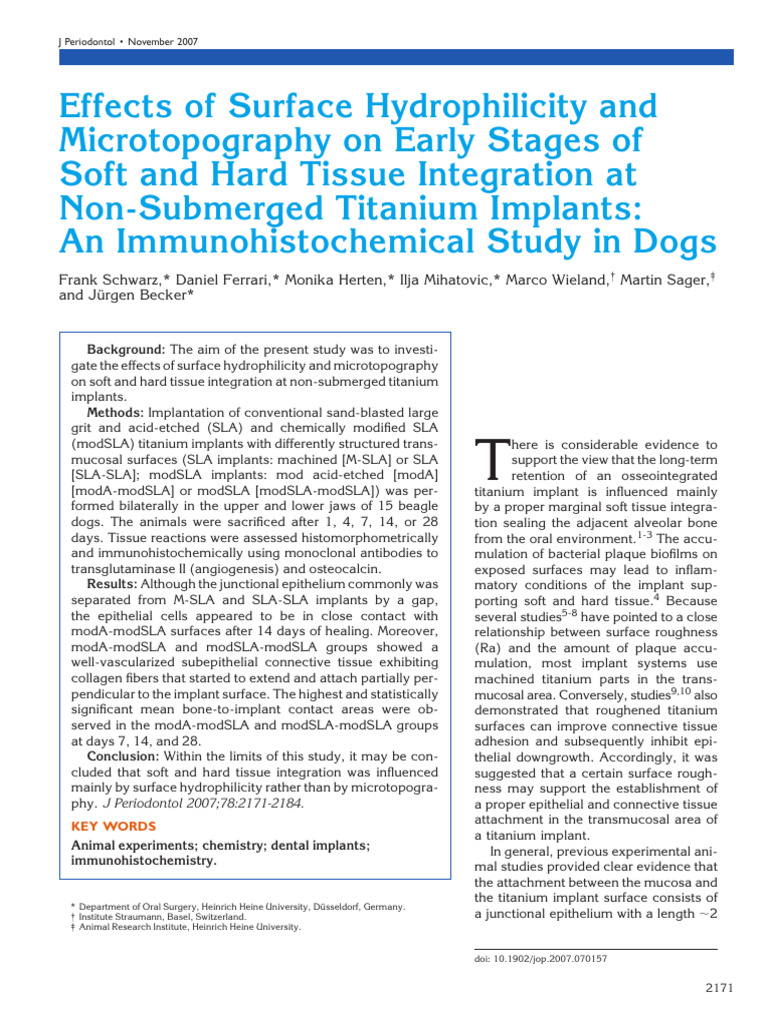 Titanium Implant Surface Effects on Tissue Integration | PDF | Bone ...
