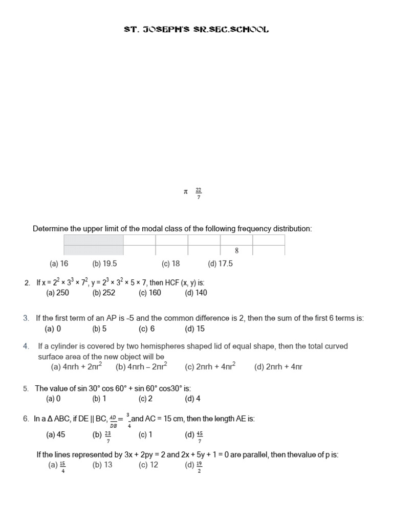 Class X Mathematics Sample Paper 2024-25 | PDF | Circle | Sphere