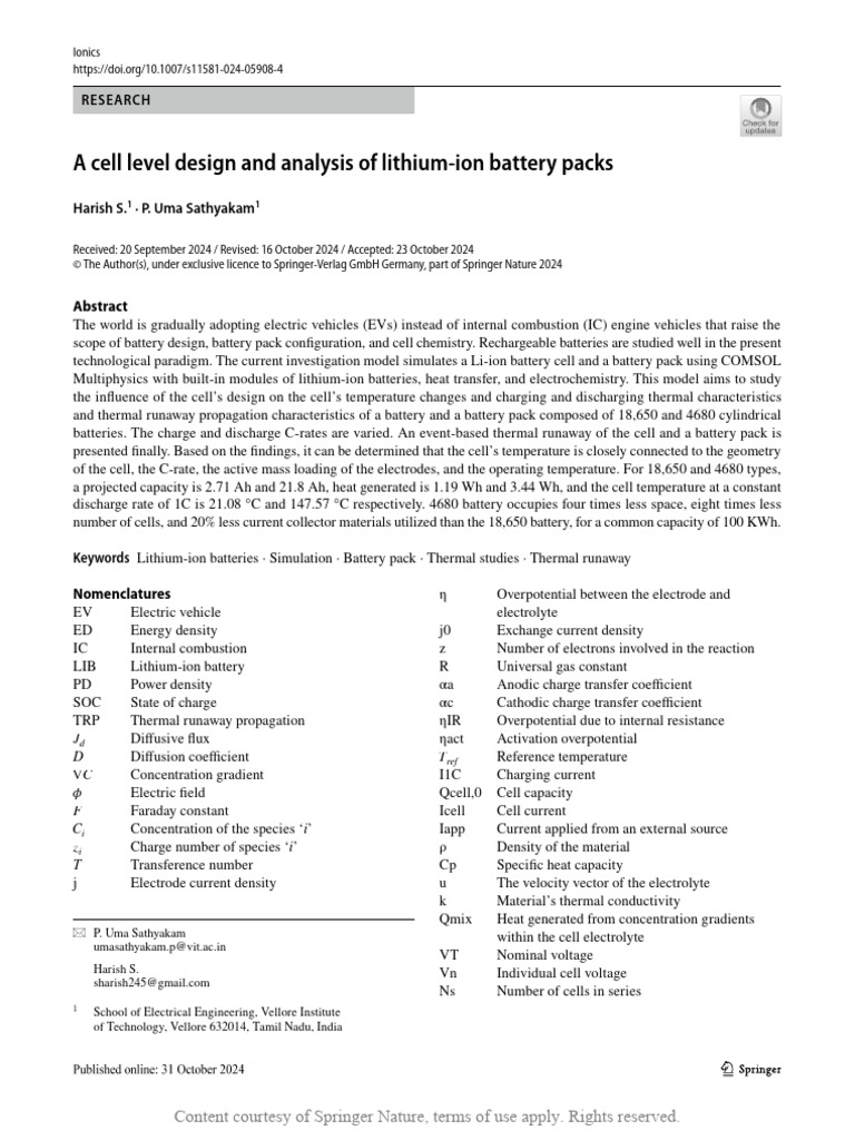 Lithium-Ion Battery Pack Design Analysis | PDF | Lithium Ion Battery ...