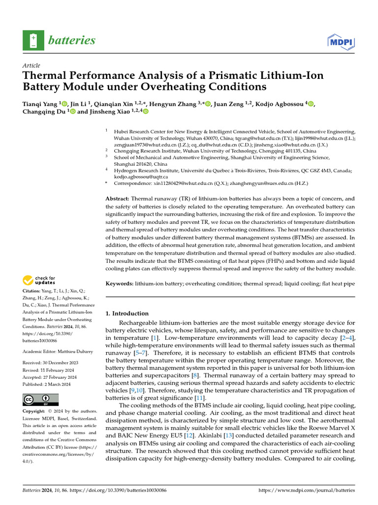 batteries-10-00086 | PDF | Lithium Ion Battery | Heat Transfer