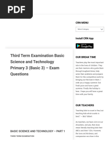 Third Term Examination Basic Science and Technology Primary 3 (Basic 3) - Exam Questions - ClassRoomNotes