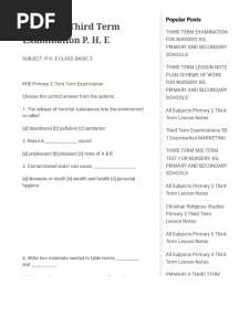 Primary 3 Third Term Examination P. H. E _ Edu Delight Tutors