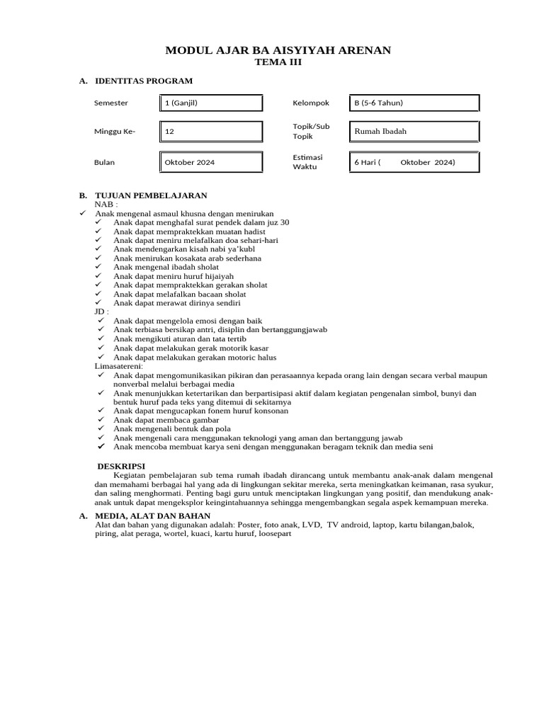 Modul Ajar B Tema 12 | PDF