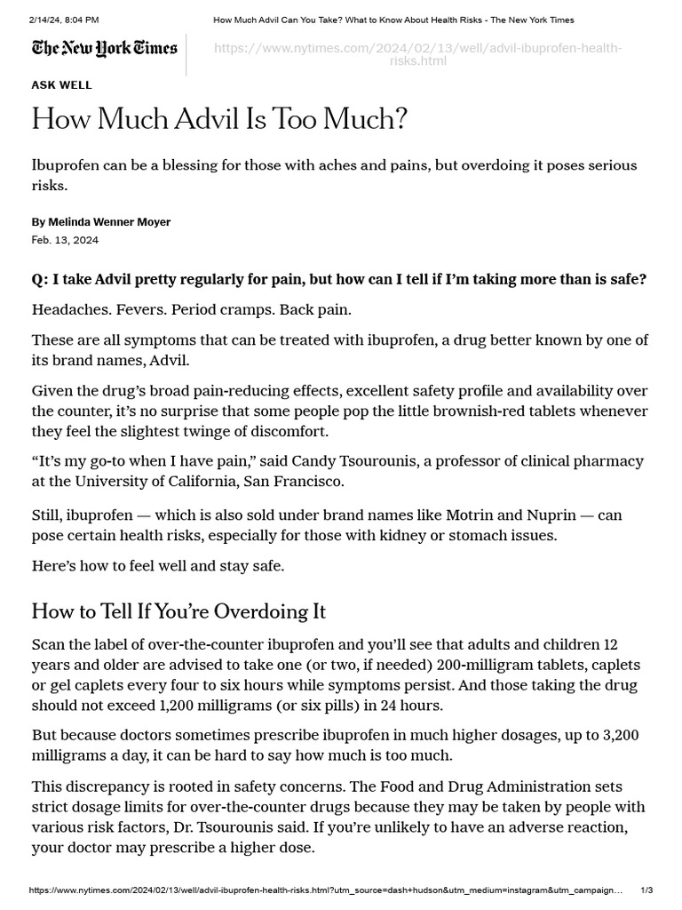 Image showcasing How Much Advil Can You Take_ What to Know About Health Risks - The New ...