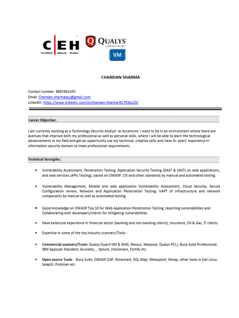 Sharma Chandan Resume 2021. | PDF | Penetration Test | Computing