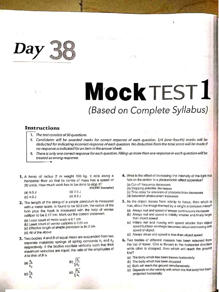 Chapter 38 - Mock Test 1 | PDF