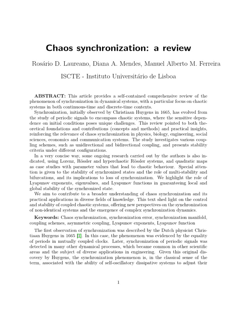 Chaos synchronization | PDF | Chaos Theory | Attractor