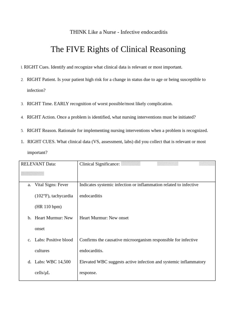 The FIve Rights of Clinical Reasoning - Patient 2 | PDF | Sepsis ...