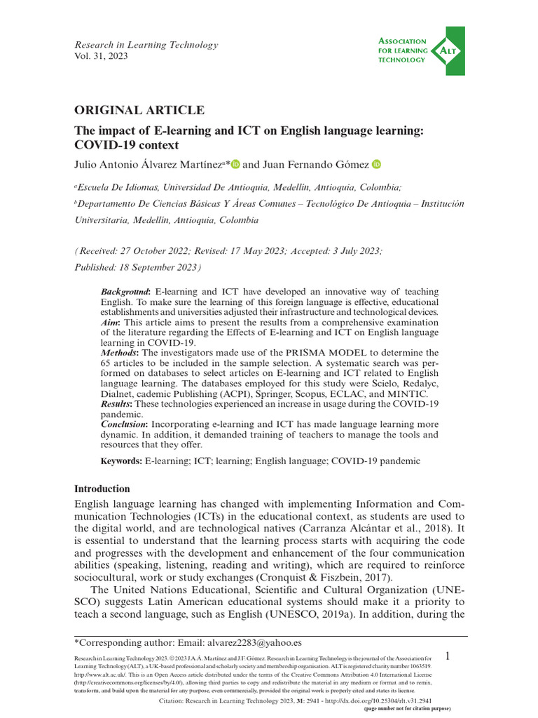 The Impact of E-Learning and ICT | PDF | Educational Technology ...