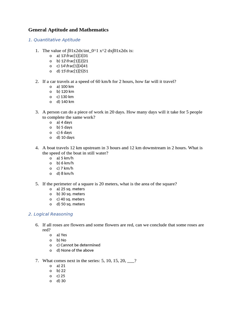 General Aptitude and Engineering Questions | PDF | Strength Of ...