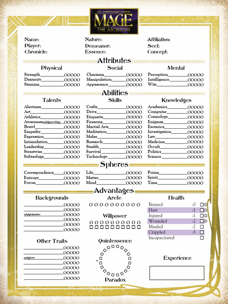 RPG Character Sheet Template | PDF