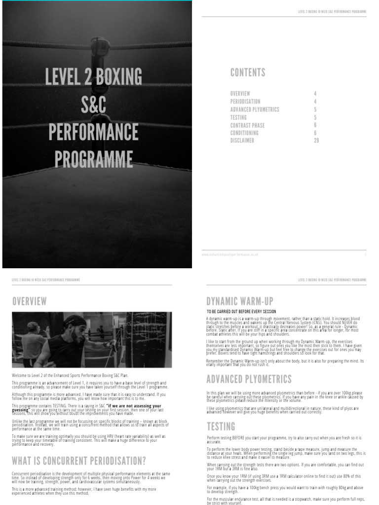 Level 2 Boxing S&C Programme Guide | PDF | Aerobic Exercise | Physical ...