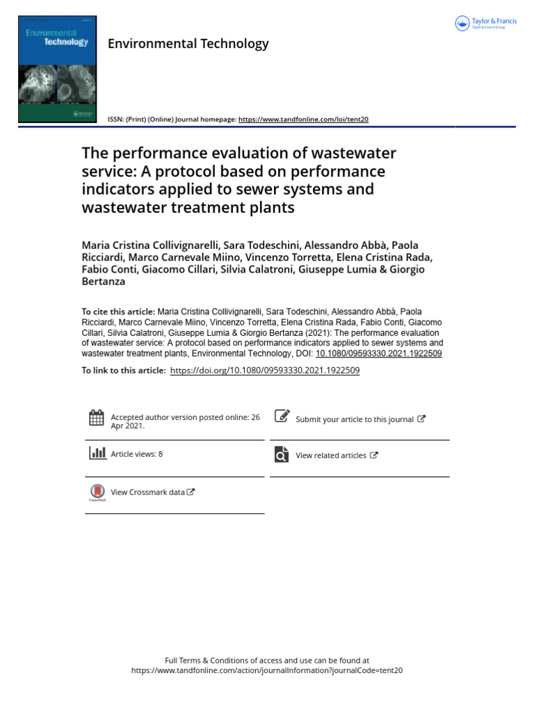 Wastewater Service Performance Evaluation | PDF | Sewage Treatment ...