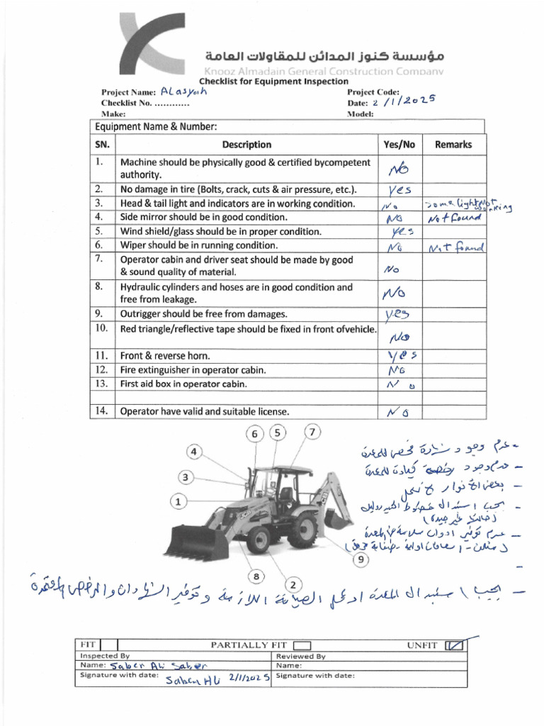 JCB Inspction Check Liste | PDF