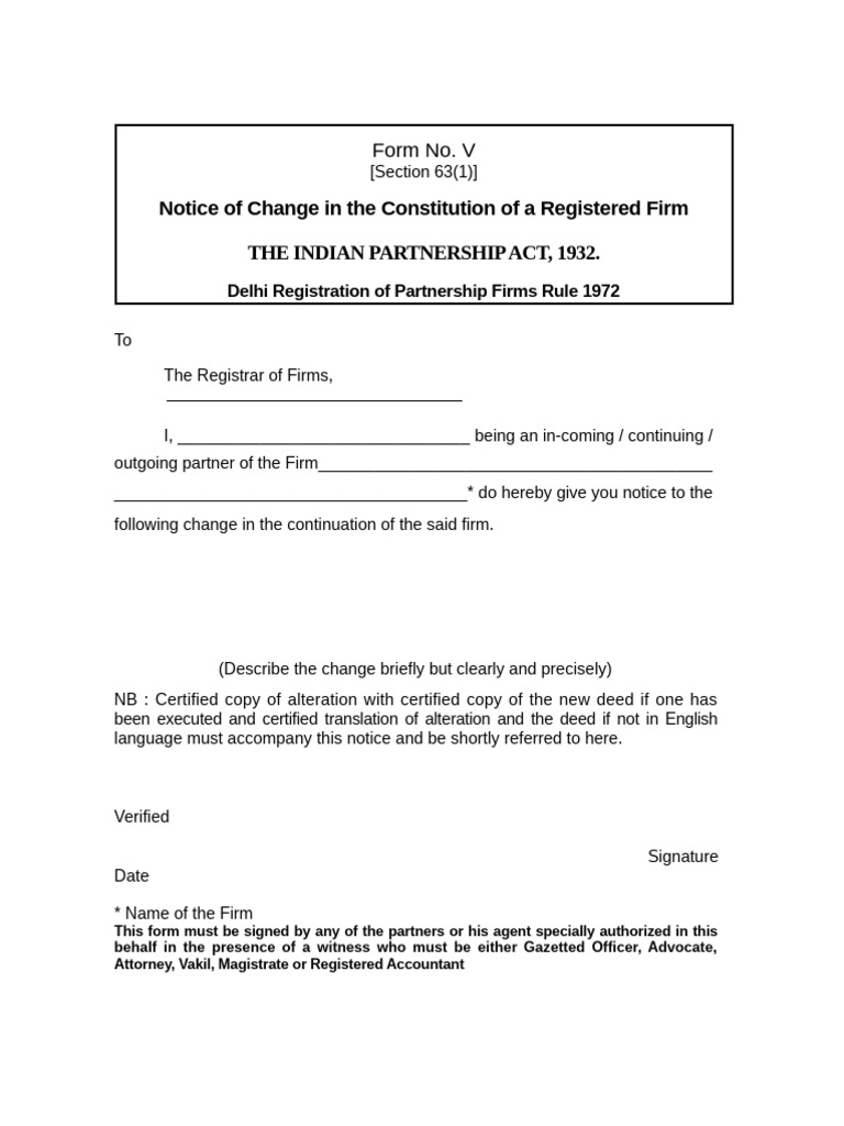 Notice of Change in Firm Constitution | PDF