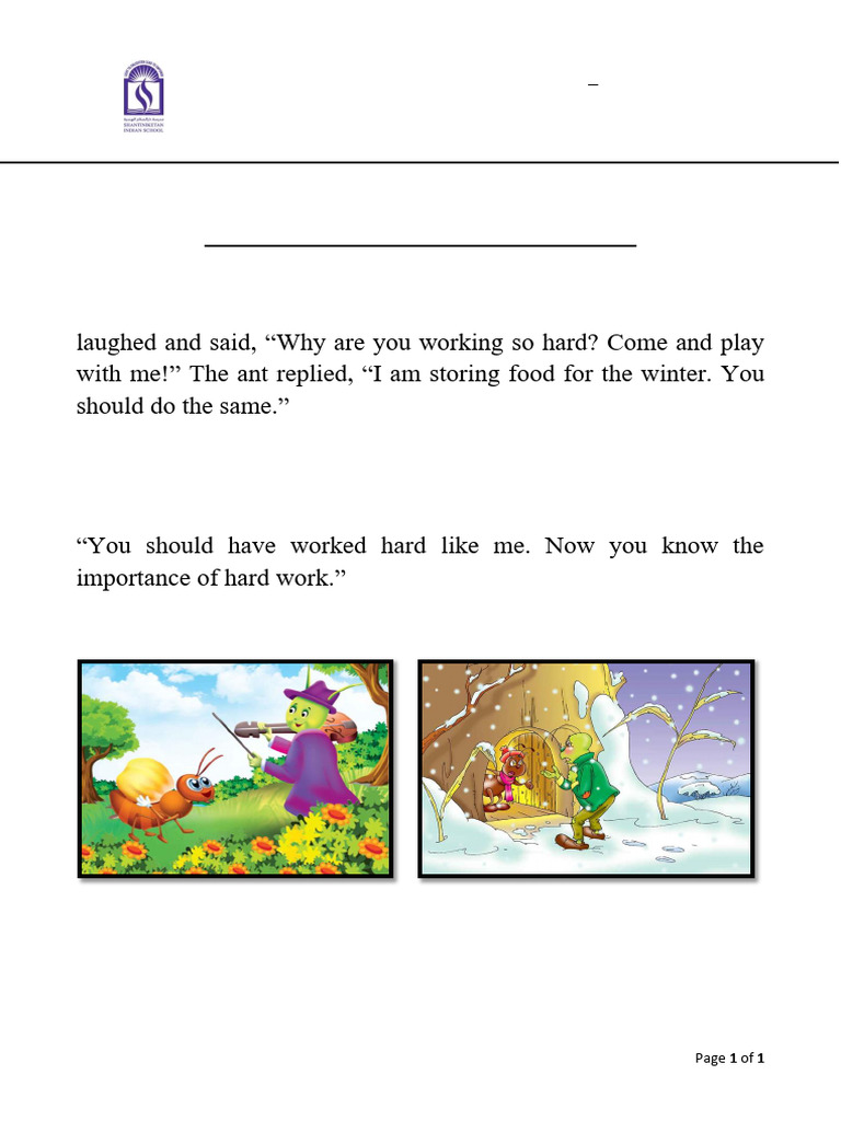 Ant and Grasshopper: A Lesson in Hard Work | PDF