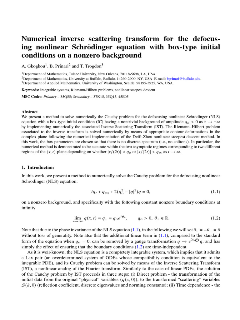 Numerical inverse scattering | PDF | Partial Differential Equation ...