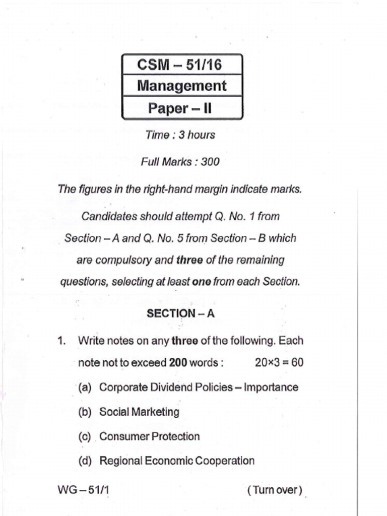 CSM-16 51 Management Paper-Ii | PDF