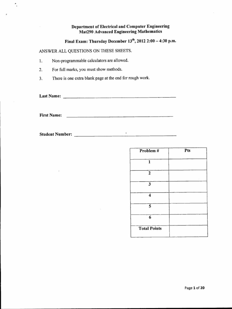 Mat290f 2012 Exam | PDF
