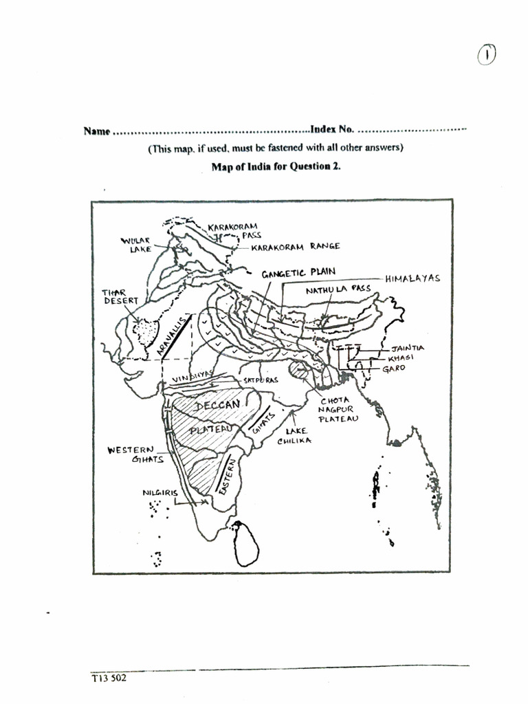 Map of India for Question 2 | PDF