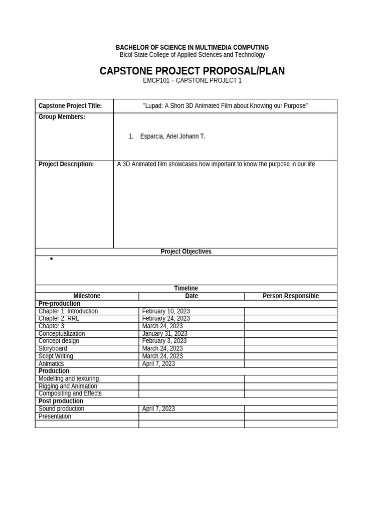 3D Animated Film Capstone Proposal | PDF