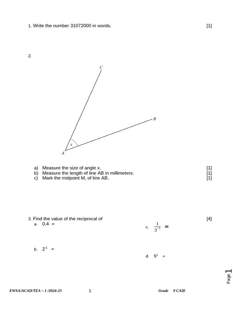 Grade 9 Math Practice Questions | PDF | Circle | Mathematics