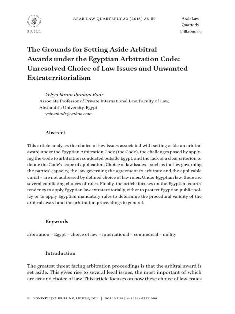 Grounds for Setting Aside Arbitral Awards in Egypt | PDF | Arbitration ...