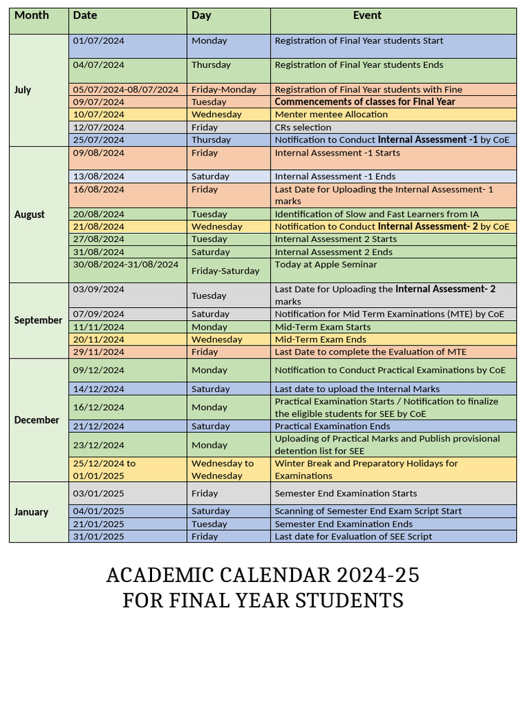 Galgotias University Academic Calendar 2024-25 | PDF | Academic Term ...