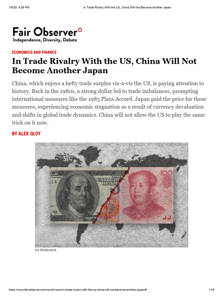 In Trade Rivalry With The US, China Will Not Become Another Japan | PDF ...