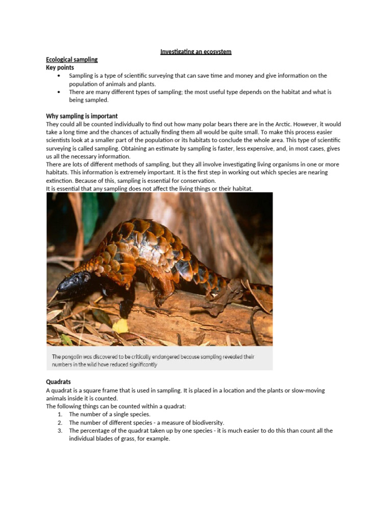 Ecosystem Sampling Techniques Explained | PDF | Sampling (Statistics ...