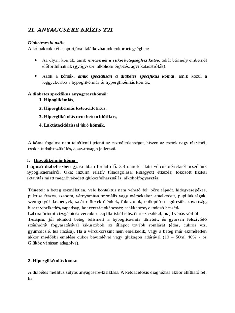 Anyagcsere Krízis T21 | PDF