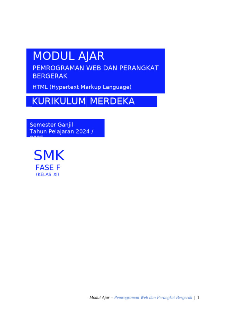 Modul Ajar Pemrograman Web SMK XI | PDF
