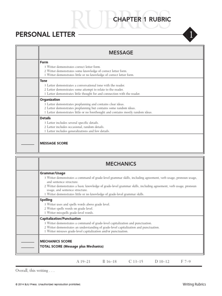 Day 04 WG10 Letter Rubric | PDF | Language Mechanics | Languages